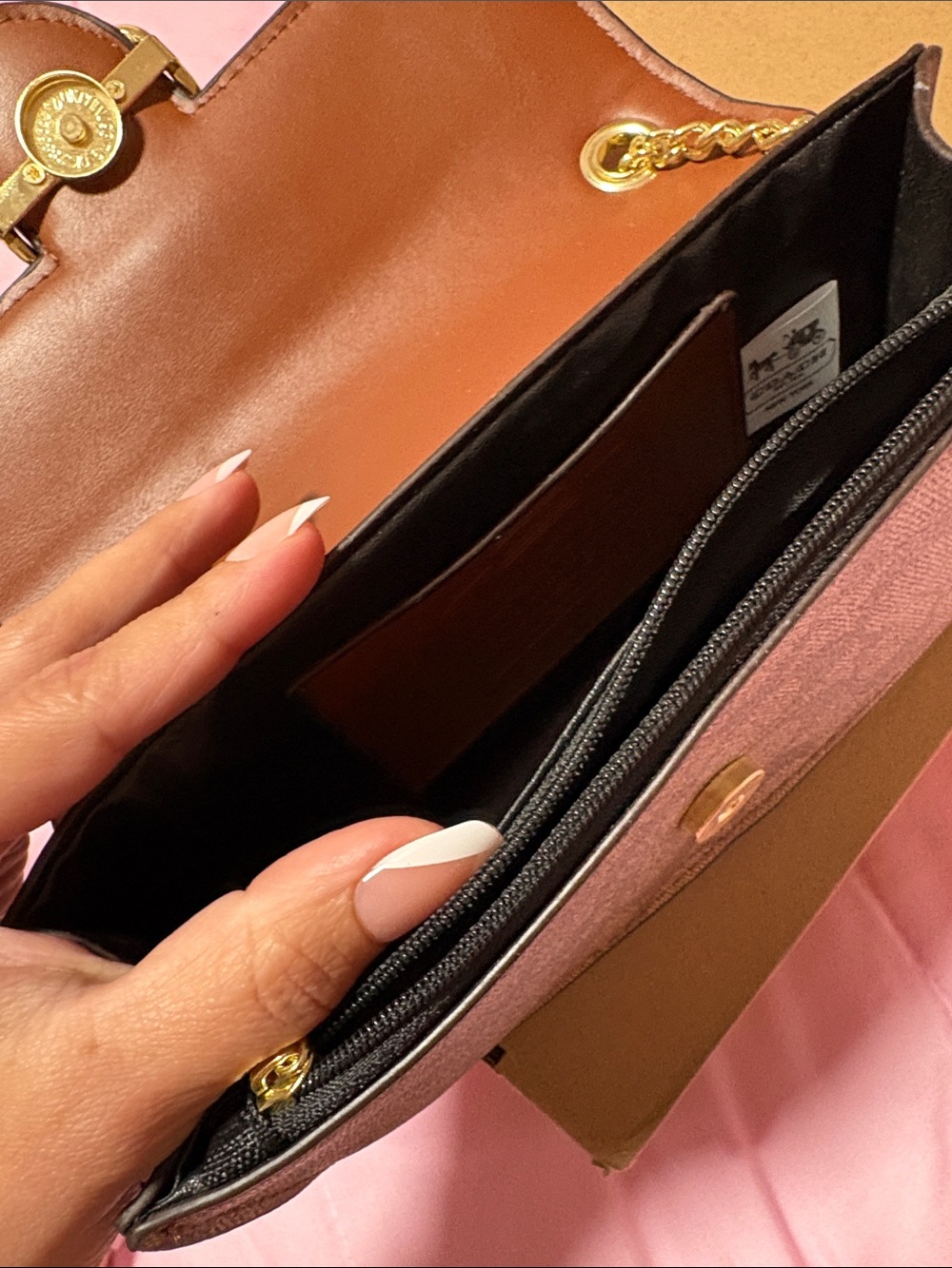 Coach Brown Signature Chain Crossbody Bag with Gold Hardware - Picture 5 of 5